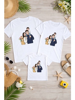 Lorvex Anne Baba Çocuk Kombin Tişört Pamuklu Oversize Aile Kombini T-Shirt (Ürünler Tekli Satılmaktadır)