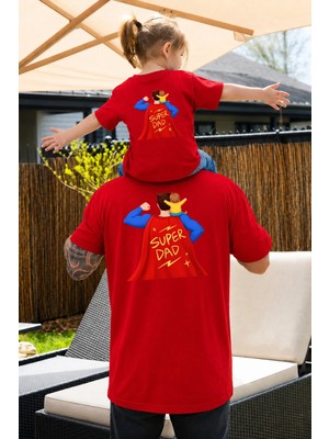 Lorvex Babalar Günü, Özel Gün, Baba-Oğul / Kız Baskılı Oversize Tişört Pamuklu T-Shirt