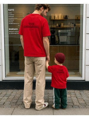 Lorvex Baba Oğul Kombin Tişört Oversize %100 Pamuk Aile Kombini Rahat Kalıp Erkek T-Shirt (Kombin Için 2’li Sipariş Verilmelidir)