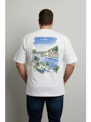 Lorvex Büyük Beden T-Shirt Oversize Pamuklu Rahat Kalıp Baskılı Unisex Tişört