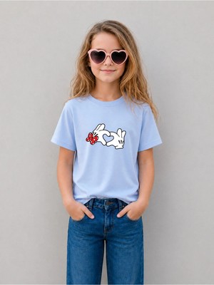 Lorvex Kız Çocuk Tişört %100 Pamuklu Baskılı Rahat Kalıp Yazlık T-Shirt