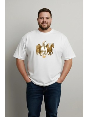 Lorvex Büyük Beden T-Shirt Oversize Pamuklu Rahat Kalıp Baskılı Unisex Tişört