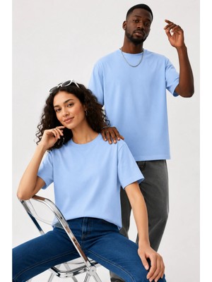 Lorvex Çift Kombin Erkek-Kadın Oversize T-Shirt %100 Pamuk Baskılı Rahat Kalıp Sevgili Tişörtü 2'li
