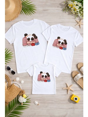 Lorvex Anne Baba Çocuk Kombin Tişört Pamuklu Oversize Aile Kombini T-Shirt (Ürünler Tekli Satılmaktadır)