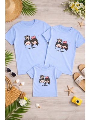 Lorvex Aile Kombin Oversize T-Shirt Anne Baba Çocuk %100 Pamuk Baskılı Rahat Kalıp (3 Adet Ayrı Sipariş Verilmelidir-Tekli Satılmaktadır)