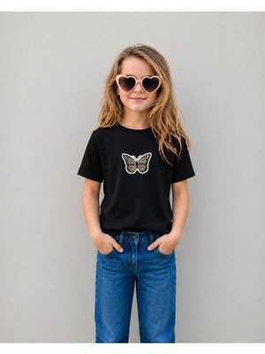 Lorvex Kız Çocuk Tişört %100 Pamuklu Baskılı Rahat Kalıp Yazlık T-Shirt