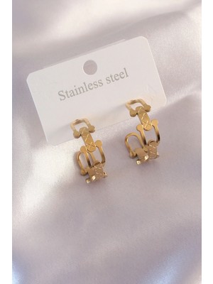 Colezium Çelik Gold Renk Tifanny Zincir Model Kadın Küpe