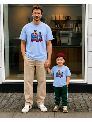 Lorvex Babalar Günü Baba Çocuk Kombin Oversize Tişört %100 Pamuk Baskılı T-Shirt (Kombin Için 2 Adet Sipariş Verilmelidir)