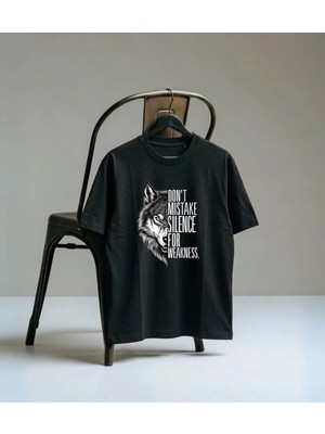 Lorvex T-Shirt Oversize Unisex %100 Pamuk Kurt Baskılı Rahat Kalıp Tişört
