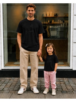 Lorvex Babalar Günü Baba Kız Kombin Tişört Oversize %100 Pamuk Baskılı T-Shirt (Kombin Için 2 Adet Sipariş Verilmelidir)