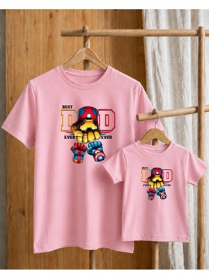 Lorvex Baba-Çocuk Konsept Oversize Tişört %100 Pamuklu Ön Baskılı T-Shirt