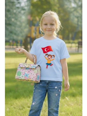Lorvex 23 Nisan Çocuk Tişört Unısex (Kız-Erkek) %100 Pamuk Baskılı Rahat Kalıp Günlük Bayram T-Shirt
