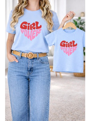 Lorvex Twin T-Shirt Anne Kız Çocuk Kombin Oversize – Anne & Çocuk Tişört Girls Power Baskılı