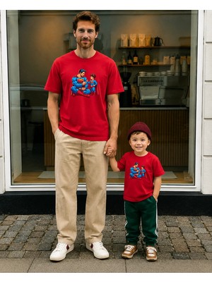 Lorvex Babalar Günü Baba Çocuk Kombin Oversize Tişört %100 Pamuk Baskılı T-Shirt (Kombin Için 2 Adet Sipariş Verilmelidir)