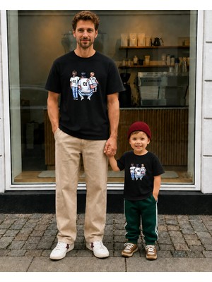Lorvex Babalar Günü Baba Oğul Kombin Tişört Oversize %100 Pamuk Baskılı T-Shirt (Kombin Için 2 Adet Sipariş Verilmelidir)