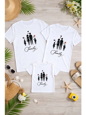 Lorvex Anne Baba Çocuk Kombin Tişört Pamuklu Oversize Aile Kombini T-Shirt (Ürünler Tekli Satılmaktadır)