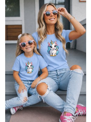 Lorvex Anne Kız Kombin Oversize Tişört %100 Pamuk Baskılı Rahat Kalıp Twin T-Shirt