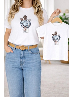 Lorvex Anne & Çocuk Twin T-Shirt-Anne Çocuk Kombin Oversize Tişört Kız-Erkek Annesi Baskı