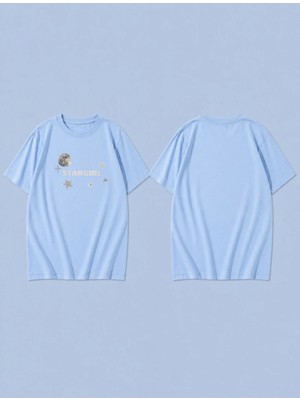 Lorvex Star Girll Baskılı %100 Pamuk Oversize Unisex Tişört Rahat Kesim T-Shirt