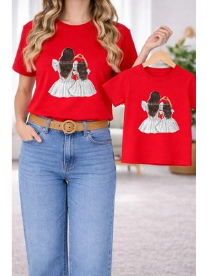 Lorvex Anne Kız Kombin Oversize Tişört Twin T-Shirt %100 Pamuk Rahat Kalıp