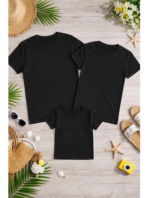 Lorvex Aile Kombin Oversize T-Shirt Anne Baba Çocuk %100 Pamuk Baskılı Rahat Kalıp (3 Adet Ayrı Sipariş Verilmelidir-Tekli Satılmaktadır)