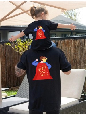 Lorvex Babalar Günü, Özel Gün, Baba-Oğul / Kız Baskılı Oversize Tişört Pamuklu T-Shirt