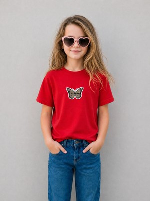 Lorvex Kız Çocuk Tişört %100 Pamuklu Baskılı Rahat Kalıp Yazlık T-Shirt
