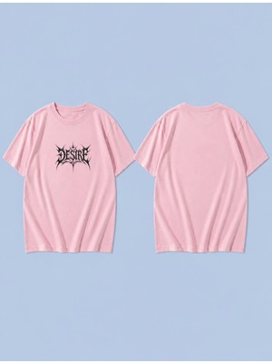 Lorvex Desire Pattern Baskılı %100 Pamuk Oversize Unisex Tişört Rahat Kesim T-Shirt