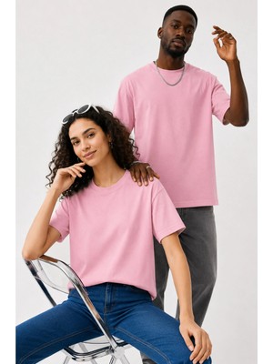 Lorvex Çift Kombin Erkek-Kadın Oversize T-Shirt %100 Pamuk Baskılı Rahat Kalıp Sevgili Tişörtü 2'li