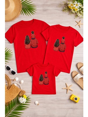 Lorvex Aile Kombin Oversize T-Shirt Anne Baba Çocuk %100 Pamuk Baskılı Rahat Kalıp (3 Adet Ayrı Sipariş Verilmelidir-Tekli Satılmaktadır)