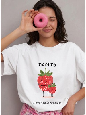 Lorvex T-Shirt Oversize %100 Pamuklu Rahat Kalıp Anneler Günü Özel Baskılı Tişört