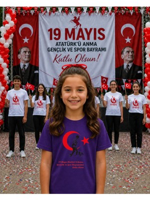 Lorvex 19 Mayıs Atatürk Gençlik Bayramı Tişört %100 Pamuk Oversize Unisex Baskılı Rahat Kalıp