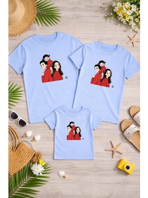Lorvex Aile Kombin Oversize T-Shirt Anne Baba Çocuk %100 Pamuk Baskılı Rahat Kalıp (3 Adet Ayrı Sipariş Verilmelidir-Tekli Satılmaktadır)