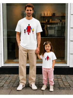 Lorvex Babalar Günü Baba Kız Kombin Tişört Oversize %100 Pamuk Baskılı T-Shirt (Kombin Için 2 Adet Sipariş Verilmelidir)