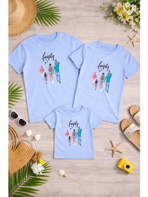 Lorvex Aile Kombin Oversize T-Shirt Anne Baba Çocuk %100 Pamuk Baskılı Rahat Kalıp (3 Adet Ayrı Sipariş Verilmelidir-Tekli Satılmaktadır)