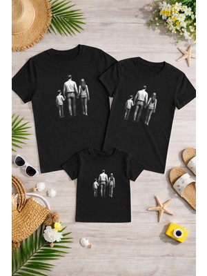 Lorvex Aile Kombin Oversize T-Shirt Anne Baba Çocuk %100 Pamuk Baskılı Rahat Kalıp (3 Adet Ayrı Sipariş Verilmelidir-Tekli Satılmaktadır)