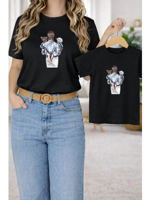 Lorvex Anne & Çocuk Twin T-Shirt-Anne Çocuk Kombin Oversize Tişört Kız-Erkek Annesi Baskı