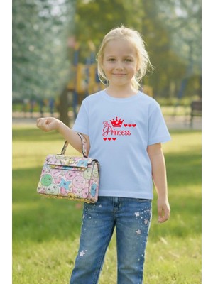 Lorvex Kız Çocuk T-Shirt Baskılı %100 Pamuk Rahat Kalıp The Princess Baskılı Tişört