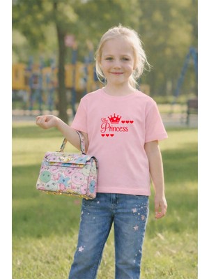 Lorvex Kız Çocuk T-Shirt Baskılı %100 Pamuk Rahat Kalıp The Princess Baskılı Tişört