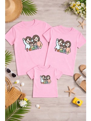 Lorvex Aile Kombin Oversize T-Shirt Anne Baba Çocuk %100 Pamuk Baskılı Rahat Kalıp (3 Adet Ayrı Sipariş Verilmelidir-Tekli Satılmaktadır)