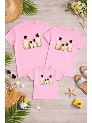 Lorvex Anne Baba Çocuk Kombin Tişört Pamuklu Oversize Aile Kombini T-Shirt (Ürünler Tekli Satılmaktadır)