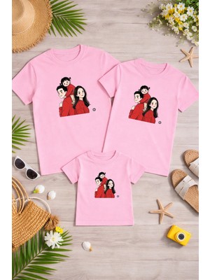 Lorvex Aile Kombin Oversize T-Shirt Anne Baba Çocuk %100 Pamuk Baskılı Rahat Kalıp (3 Adet Ayrı Sipariş Verilmelidir-Tekli Satılmaktadır)