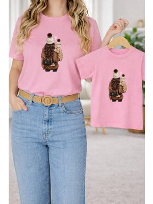 Lorvex Tişört Anne Unısex Çocuk Kombin Oversize – Anne & Çocuk Twin Baskılı T-Shirt