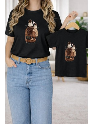 Lorvex Tişört Anne Unısex Çocuk Kombin Oversize – Anne & Çocuk Twin Baskılı T-Shirt