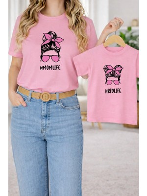Lorvex Anne & Çocuk Tişört Oversize – T-Shirt Anne Kız Çocuk Twin Kombin Mom Lıfe Baskılı