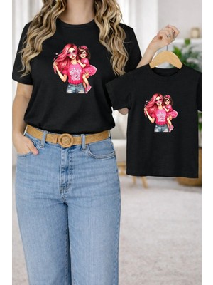Lorvex Tişört Anne Kız Çocuk Kombin Oversize – Anne & Çocuk Twin Baskılı T-Shirt