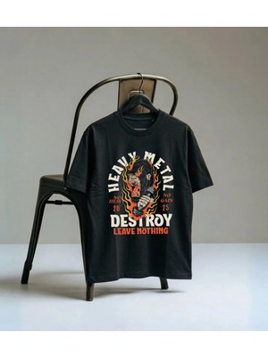 Lorvex T-Shirt Oversize Unisex %100 Pamuk Baskılı Rahat Kalıp Tişört