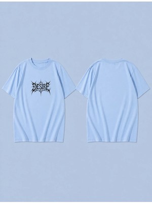 Lorvex Desire Pattern Baskılı %100 Pamuk Oversize Unisex Tişört Rahat Kesim T-Shirt