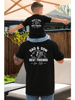 Lorvex Baba-Oğul Konsept Oversize Tişört %100 Pamuklu Baskılı T-Shirt Rahat Kalıp