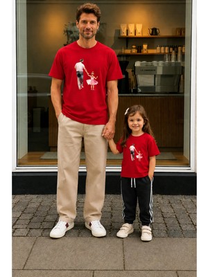 Lorvex Babalar Günü Baba Kız Kombin Tişört Oversize %100 Pamuk Baskılı T-Shirt (Kombin Için 2 Adet Sipariş Verilmelidir)